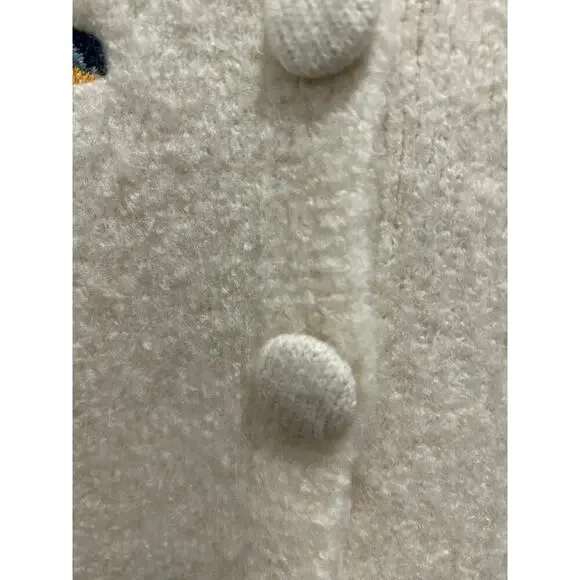 ZARA Novelty Bird Embroidered Short Sleeve Cardigan Cream Size L Preppy - Picture 10 of 10